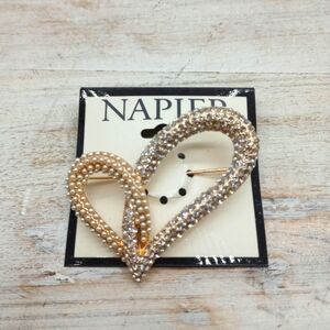 Napier Pearl/Crystal Heart Pin